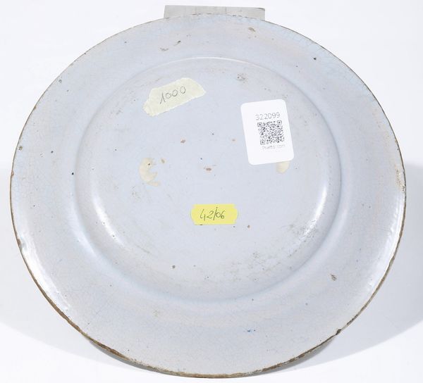 Piatto<BR>Laterza, Maestro del leone rampante, XVIII secolo<BR>  - Asta Maioliche e Porcellane - Associazione Nazionale - Case d'Asta italiane