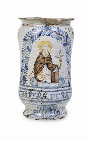 Albarello con SantAntonio<BR>Campania, probabilmente Vietri, XVII secolo<BR>  - Asta Maioliche e Porcellane - Associazione Nazionale - Case d'Asta italiane