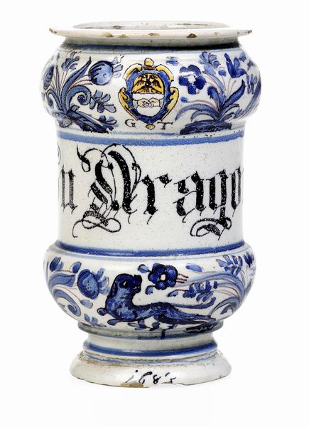 Albarello<BR>Italia Settentrionale (Pavia?), datato 1683<BR>  - Asta Maioliche e Porcellane - Associazione Nazionale - Case d'Asta italiane