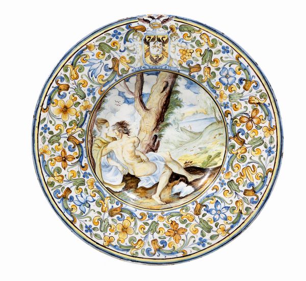 Grande piatto<BR>Castelli, Carlo Antonio Grue, 1675-1680  - Asta Maioliche e Porcellane - Associazione Nazionale - Case d'Asta italiane