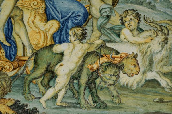 Due targhe <BR>Castelli, bottega Grue, (Carlo Antonio ?) prima met del XVIII  - Asta Maioliche e Porcellane - Associazione Nazionale - Case d'Asta italiane