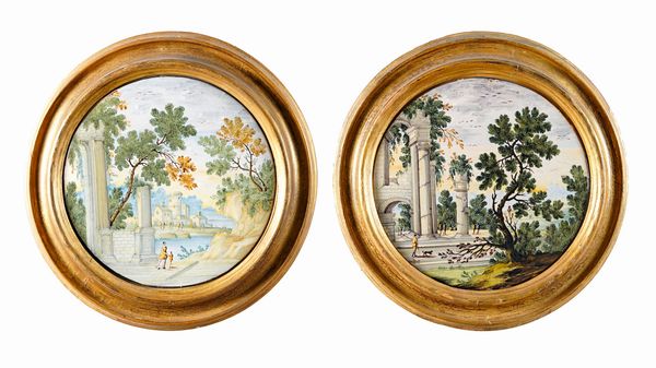 Due targhe <BR>Castelli, Nicola Cappelletti (?), secondo quarto del XVIII secolo<BR>  - Asta Maioliche e Porcellane - Associazione Nazionale - Case d'Asta italiane