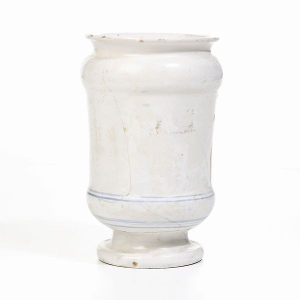 Albarello datato 1746<BR>Castelli, Bottega dei Gentili (?)<BR>  - Asta Maioliche e Porcellane - Associazione Nazionale - Case d'Asta italiane