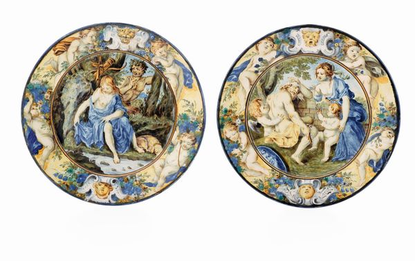 Coppia di tondini<BR>Castelli, Liborio Grue, 1730-1740<BR>  - Asta Maioliche e Porcellane - Associazione Nazionale - Case d'Asta italiane