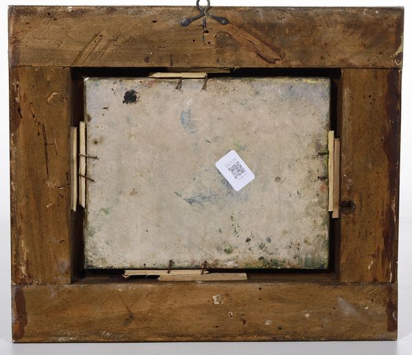 Targa con scena galante<BR>Castelli, Bottega di Carmine Gentili, met del XVIII secolo  - Asta Maioliche e Porcellane - Associazione Nazionale - Case d'Asta italiane