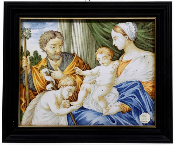 Targa Sacra Famiglia con San Giovannino<BR>Castelli, Carmine Gentili (1678-1763), XVIII secolo  - Asta Maioliche e Porcellane - Associazione Nazionale - Case d'Asta italiane