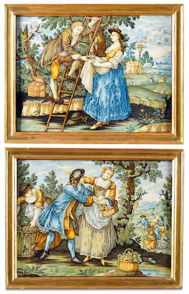 Due targhe<BR>Castelli dAbruzzo, Carmine o Berardino Gentili il giovane, 1750-1760<BR>  - Asta Maioliche e Porcellane - Associazione Nazionale - Case d'Asta italiane
