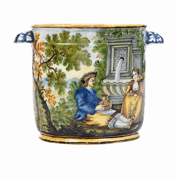 Rinfrescabottiglia<BR>Castelli, bottega di Liborio Grue (attr.), XVIII secolo<BR>  - Asta Maioliche e Porcellane - Associazione Nazionale - Case d'Asta italiane