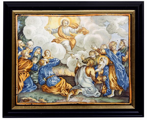 Targa con Ascensione<BR>Castelli, Bottega Gentili, seconda met del XVIII secolo  - Asta Maioliche e Porcellane - Associazione Nazionale - Case d'Asta italiane