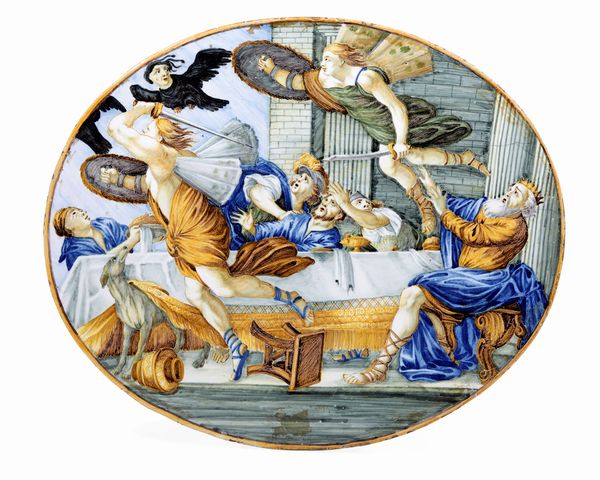 Targa con Banchetto di Fineo<BR>Castelli, Carmine Gentili, met del XVIII secolo<BR>  - Asta Maioliche e Porcellane - Associazione Nazionale - Case d'Asta italiane