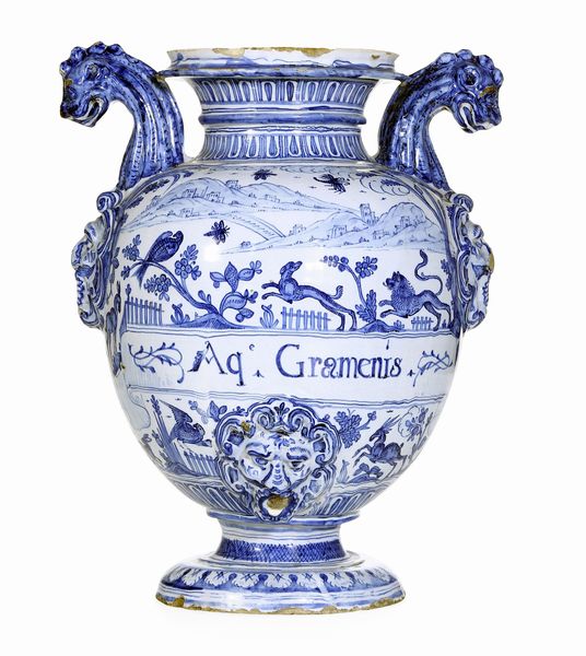 Eccezionale stagnone di farmacia<BR>Albisola, fabbrica Pescio, sesto decennio circa del XVII secolo<BR>  - Asta Maioliche e Porcellane - Associazione Nazionale - Case d'Asta italiane