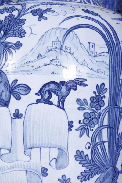 Eccezionale stagnone di farmacia<BR>Albisola, fabbrica Pescio, sesto decennio circa del XVII secolo<BR>  - Asta Maioliche e Porcellane - Associazione Nazionale - Case d'Asta italiane