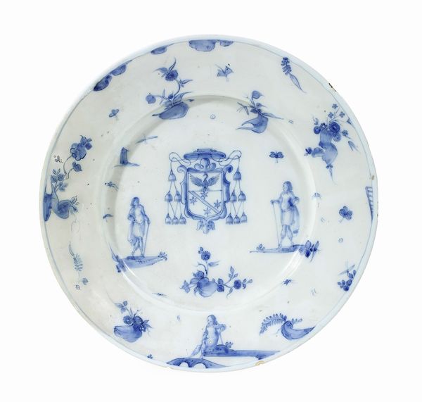 Piatto<BR>Albisola, fabbrica dei Conrado, ottavo decennio circa del XVII secolo<BR>  - Asta Maioliche e Porcellane - Associazione Nazionale - Case d'Asta italiane