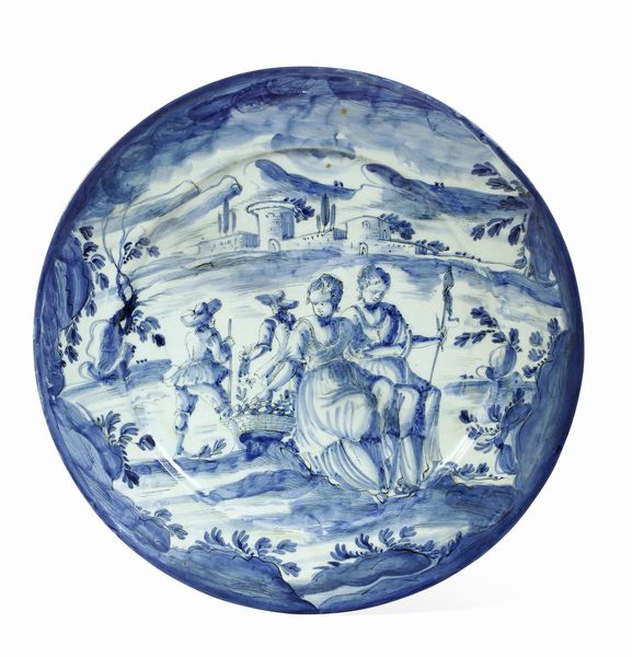 Piatto reale<BR>Albisola, fabbrica Grosso, fine del XVII secolo<BR>  - Asta Maioliche e Porcellane - Associazione Nazionale - Case d'Asta italiane