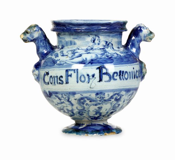 Vaso da elettuari<BR>Savona, fabbrica della societ Chiodo e Peirano, probabilmente inizio del XVIII secolo<BR>  - Asta Maioliche e Porcellane - Associazione Nazionale - Case d'Asta italiane