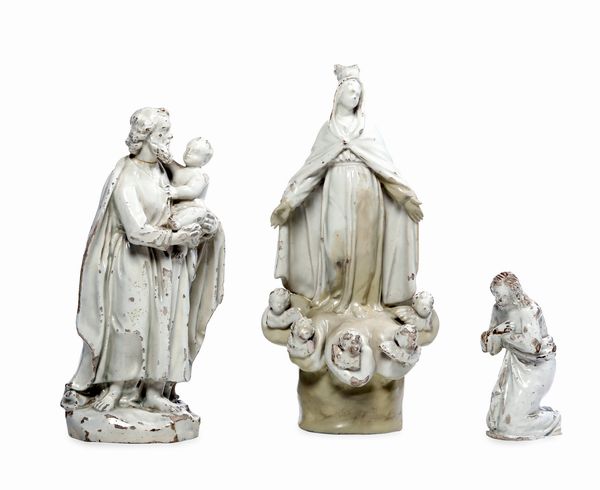 Tre figure sacre<BR>Liguria, Savona o Albisola, XIX secolo<BR>  - Asta Maioliche e Porcellane - Associazione Nazionale - Case d'Asta italiane