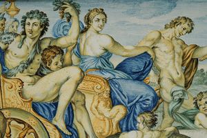 Due targhe <BR>Castelli, bottega Grue, (Carlo Antonio ?) prima met del XVIII  - Asta Maioliche e Porcellane - Associazione Nazionale - Case d'Asta italiane