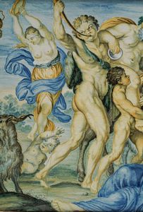 Due targhe <BR>Castelli, bottega Grue, (Carlo Antonio ?) prima met del XVIII  - Asta Maioliche e Porcellane - Associazione Nazionale - Case d'Asta italiane