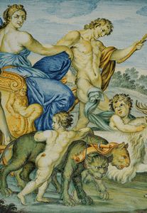 Due targhe <BR>Castelli, bottega Grue, (Carlo Antonio ?) prima met del XVIII  - Asta Maioliche e Porcellane - Associazione Nazionale - Case d'Asta italiane