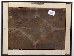 Targa della decima stazione della Via Crucis<BR>Castelli, Berardino Gentili il Giovane (o il fratello Giacomo)<BR>1750 circa<BR>  - Asta Maioliche e Porcellane - Associazione Nazionale - Case d'Asta italiane