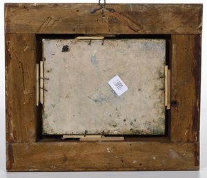 Targa con scena galante<BR>Castelli, Bottega di Carmine Gentili, met del XVIII secolo  - Asta Maioliche e Porcellane - Associazione Nazionale - Case d'Asta italiane