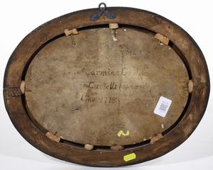 Targa con coppia di pastori<BR>Castelli, probabilmente Carmine Gentili, XVIII secolo  - Asta Maioliche e Porcellane - Associazione Nazionale - Case d'Asta italiane