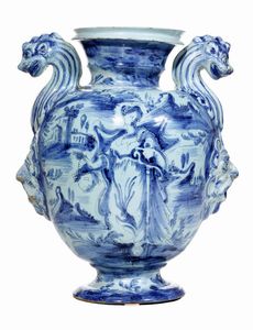 Stagnone di farmacia<BR>Albisola, fabbrica dei Conrado, ultimo quarto del XVII secolo<BR>  - Asta Maioliche e Porcellane - Associazione Nazionale - Case d'Asta italiane