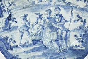 Piatto reale<BR>Albisola, fabbrica Grosso, fine del XVII secolo<BR>  - Asta Maioliche e Porcellane - Associazione Nazionale - Case d'Asta italiane