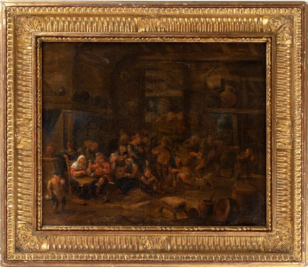 Elisabeth Seldron : Interno di taverna  - Asta  Arredi Antichi, Oggetti d'Arte, Curiosities con una selezione di tappeti - Associazione Nazionale - Case d'Asta italiane