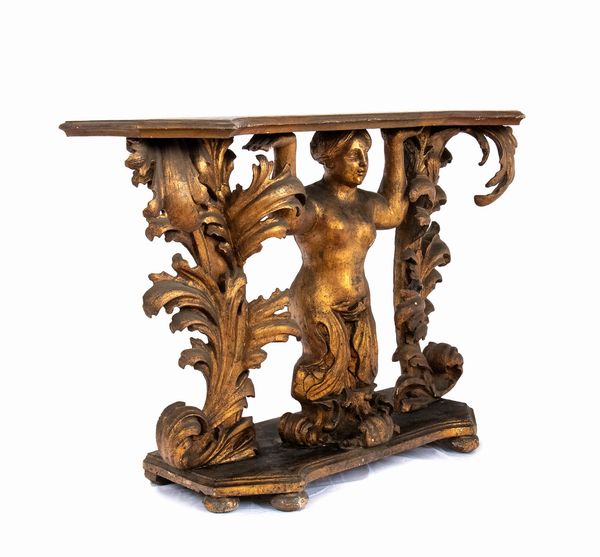 Consolle Luigi XVI italiana in legno dorato  - Asta  Arredi Antichi, Oggetti d'Arte, Curiosities con una selezione di tappeti - Associazione Nazionale - Case d'Asta italiane