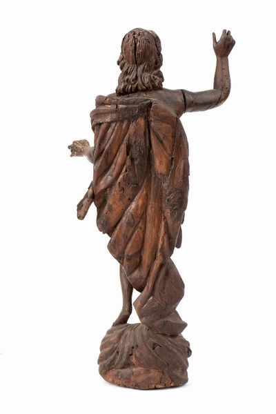 Scultura italiana in legno raffigurante Cristo benedicente  - Asta  Arredi Antichi, Oggetti d'Arte, Curiosities con una selezione di tappeti - Associazione Nazionale - Case d'Asta italiane
