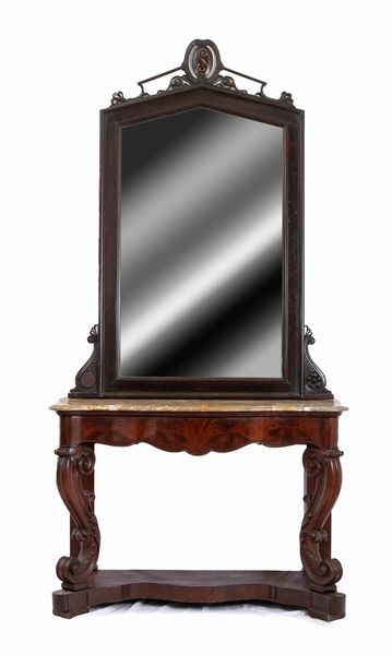 Consolle con specchiera Luigi Filippo italiano  - Asta  Arredi Antichi, Oggetti d'Arte, Curiosities con una selezione di tappeti - Associazione Nazionale - Case d'Asta italiane