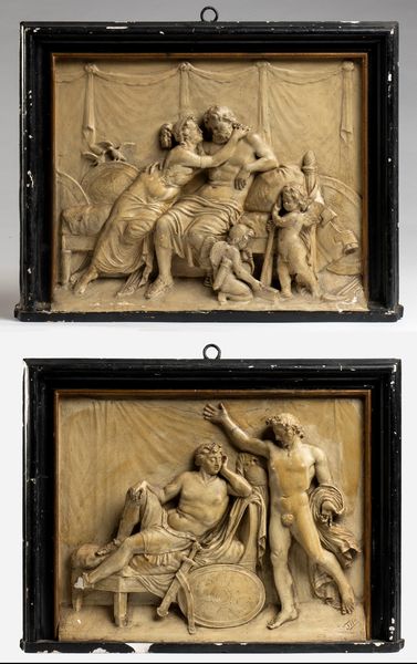 Coppia di bassorilievi italiani in gesso con scene mitologiche  - Asta  Arredi Antichi, Oggetti d'Arte, Curiosities con una selezione di tappeti - Associazione Nazionale - Case d'Asta italiane