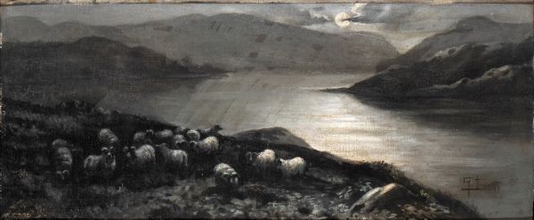 Quadro paesaggio notturno  - Asta  Arredi Antichi, Oggetti d'Arte, Curiosities con una selezione di tappeti - Associazione Nazionale - Case d'Asta italiane