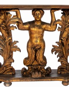 Consolle Luigi XVI italiana in legno dorato  - Asta  Arredi Antichi, Oggetti d'Arte, Curiosities con una selezione di tappeti - Associazione Nazionale - Case d'Asta italiane