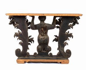 Consolle Luigi XVI italiana in legno dorato  - Asta  Arredi Antichi, Oggetti d'Arte, Curiosities con una selezione di tappeti - Associazione Nazionale - Case d'Asta italiane