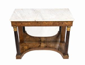 Consolle in noce Impero Italiano con specchiera  - Asta  Arredi Antichi, Oggetti d'Arte, Curiosities con una selezione di tappeti - Associazione Nazionale - Case d'Asta italiane