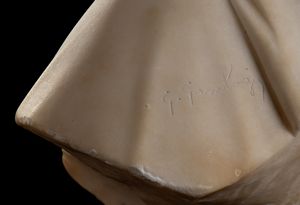 Giuseppe Gambogi : Busto in marmo  - Asta  Arredi Antichi, Oggetti d'Arte, Curiosities con una selezione di tappeti - Associazione Nazionale - Case d'Asta italiane