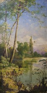 Paesaggio fluviale  - Asta  Arredi Antichi, Oggetti d'Arte, Curiosities con una selezione di tappeti - Associazione Nazionale - Case d'Asta italiane