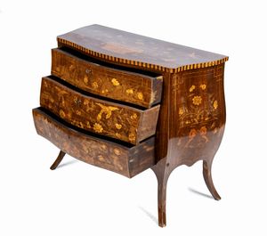Comò olandese intarsiato  - Asta  Arredi Antichi, Oggetti d'Arte, Curiosities con una selezione di tappeti - Associazione Nazionale - Case d'Asta italiane