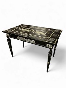 Pogliani Ferdinando - Tavolo italiano intarsiato in avorio