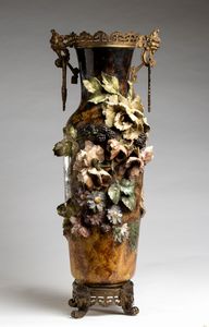 Ernest Sanglan - Vaso Art Nouveau francese in maiolica