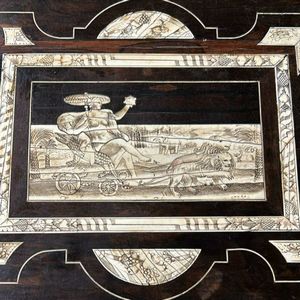 Pogliani Ferdinando : Tavolo italiano intarsiato in avorio  - Asta  Arredi Antichi, Oggetti d'Arte, Curiosities con una selezione di tappeti - Associazione Nazionale - Case d'Asta italiane
