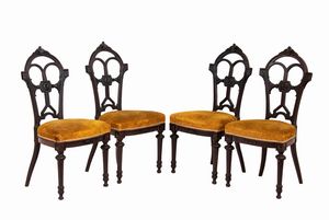 Gruppo di quattro sedie e divano Luigi Filippo francese  - Asta  Arredi Antichi, Oggetti d'Arte, Curiosities con una selezione di tappeti - Associazione Nazionale - Case d'Asta italiane