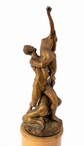Scultura italiana in bronzo raffigurante il Ratto delle Sabine  - Asta  Arredi Antichi, Oggetti d'Arte, Curiosities con una selezione di tappeti - Associazione Nazionale - Case d'Asta italiane