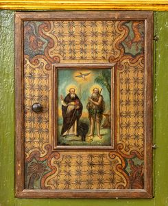 Stipo italiano laccato e dipinto, Luigi XVI  - Asta  Arredi Antichi, Oggetti d'Arte, Curiosities con una selezione di tappeti - Associazione Nazionale - Case d'Asta italiane