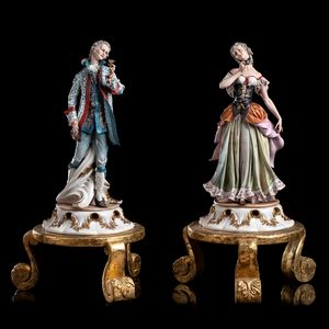 Tosca - Coppia di figure italiane in porcellana