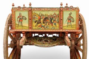Carretto siciliano da esposizione laccato e dipinto  - Asta  Arredi Antichi, Oggetti d'Arte, Curiosities con una selezione di tappeti - Associazione Nazionale - Case d'Asta italiane