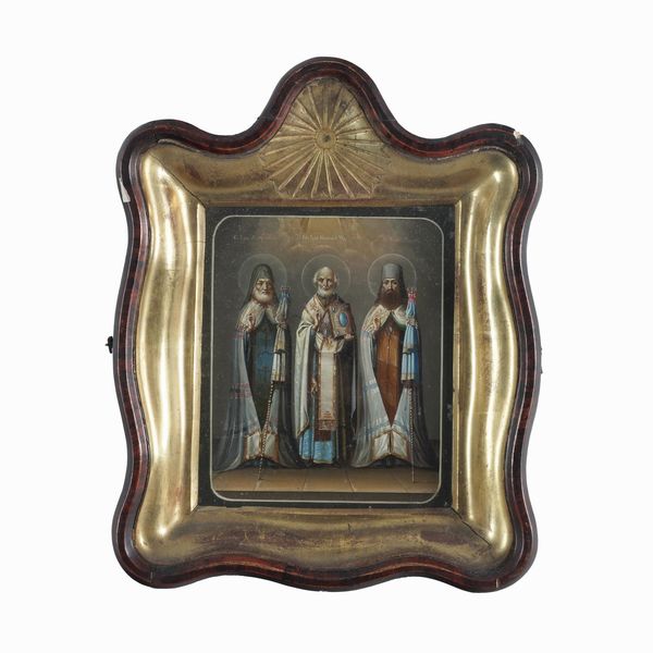 Icona russa. Tre santi. XIX secolo  - Asta Argenti e Icone - Associazione Nazionale - Case d'Asta italiane