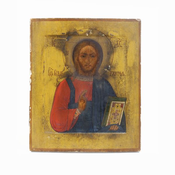 Icona raffigurante Cristo Pantocratore. Russia XIX secolo  - Asta Argenti e Icone - Associazione Nazionale - Case d'Asta italiane